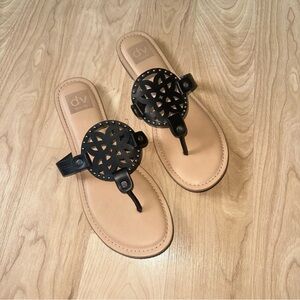 DV by Dolce Vita Black and Tan Sandals with Decorative Medallion